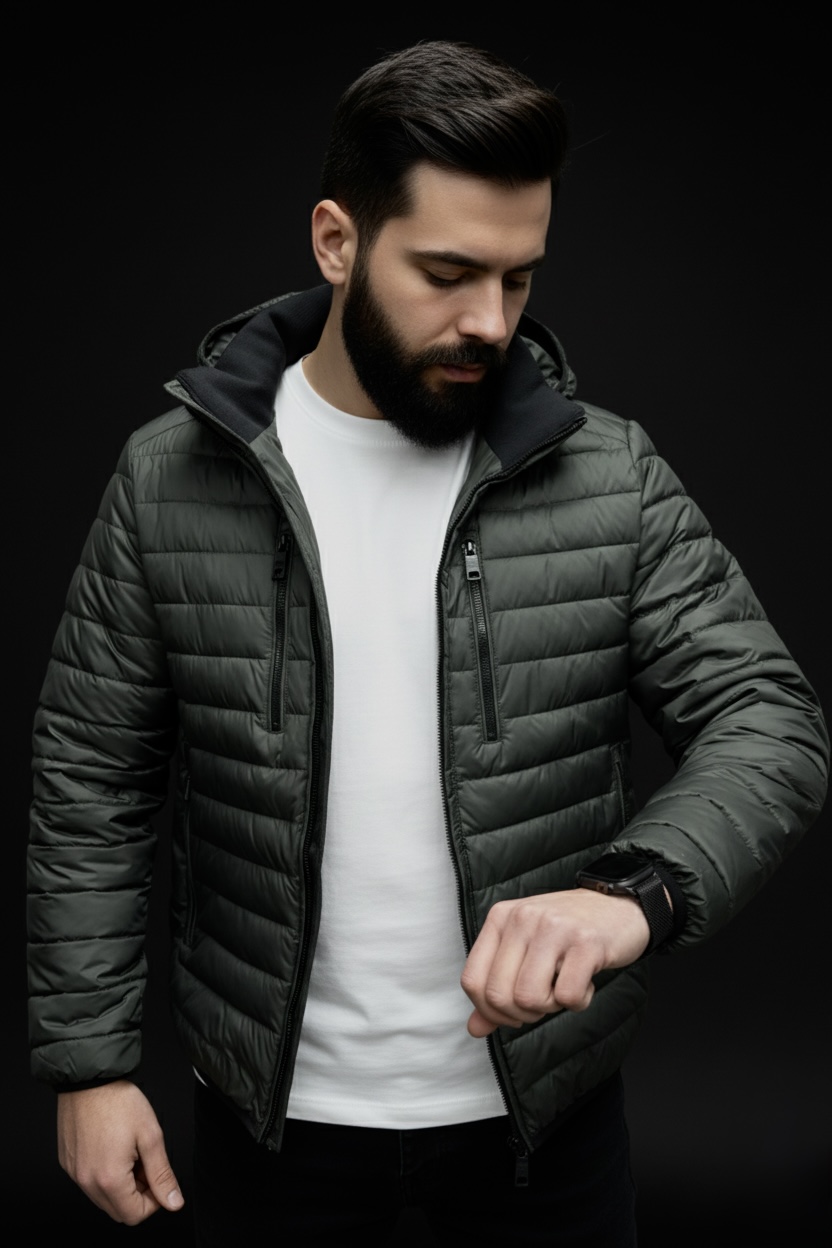 Демісезонна чоловіча куртка з капюшоном green