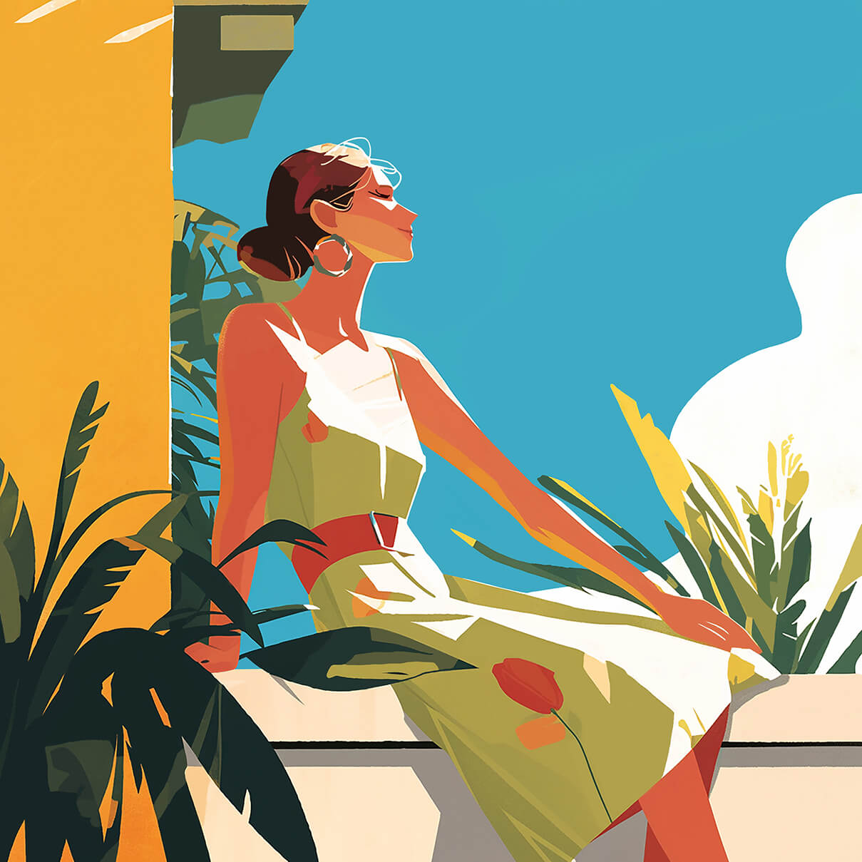 Sunkissed, 80x80 cm, original acrylic painting on canvas