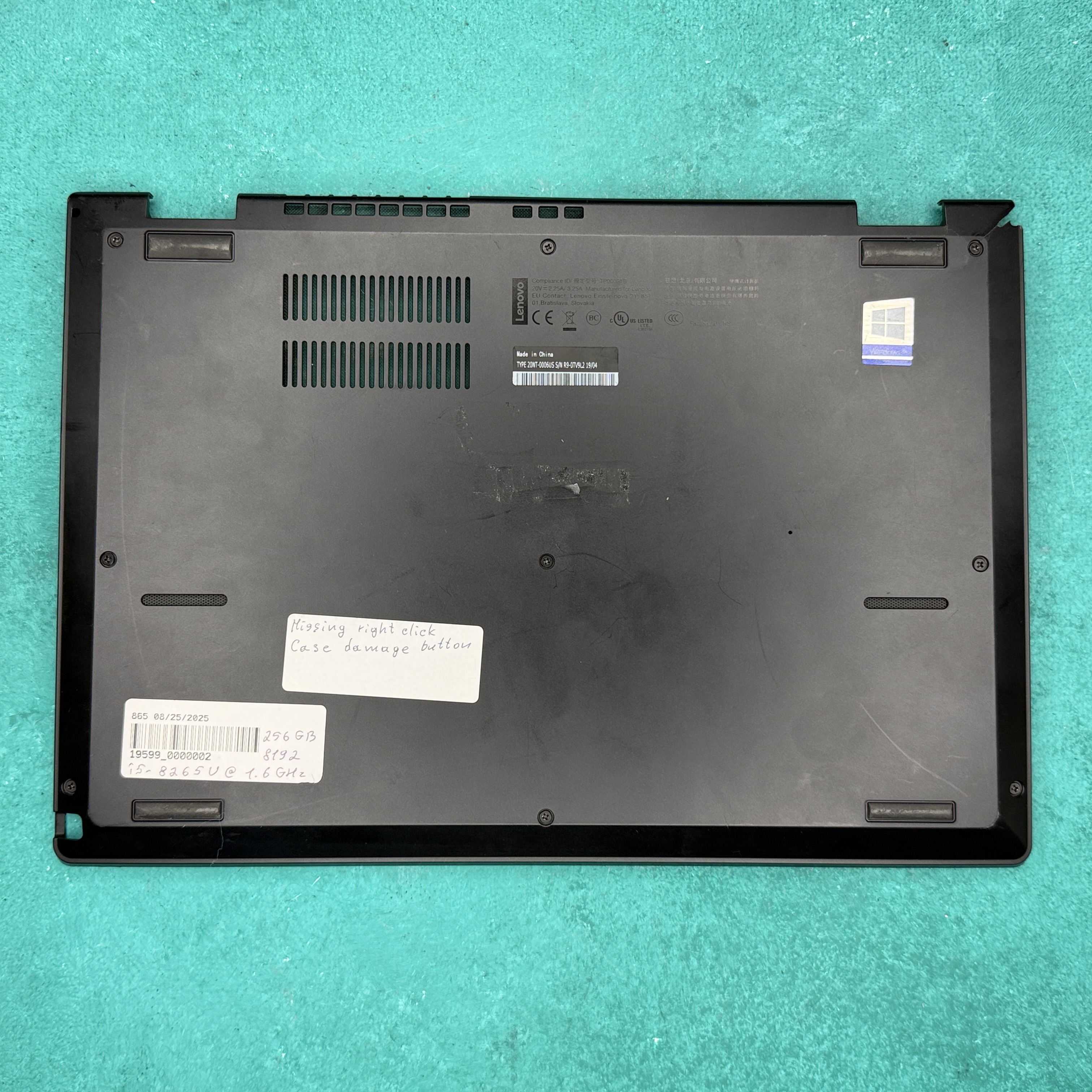 Нижня кришка поддон корпус	З ДЕФЕКТОМ!	Lenovo ThinkPad Yoga L390 L380