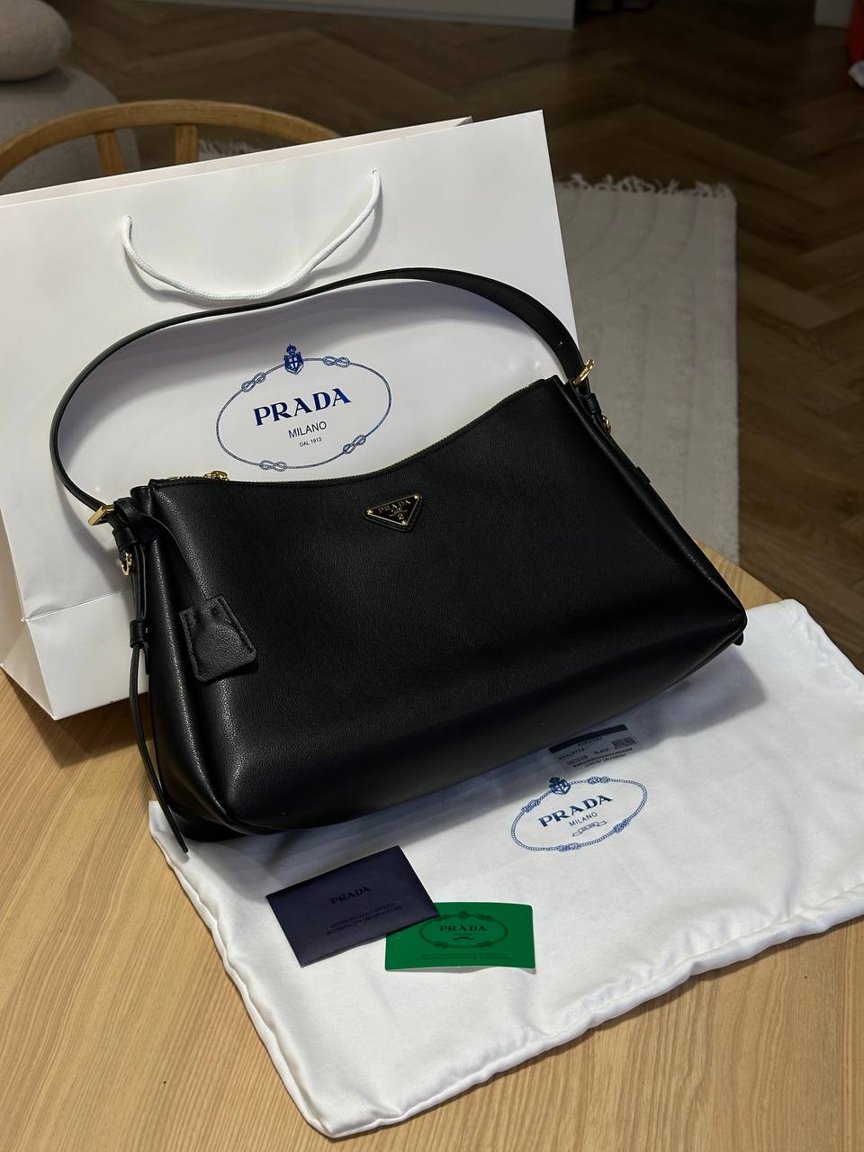 Prada Aimée Large Leather Shoulder Bag