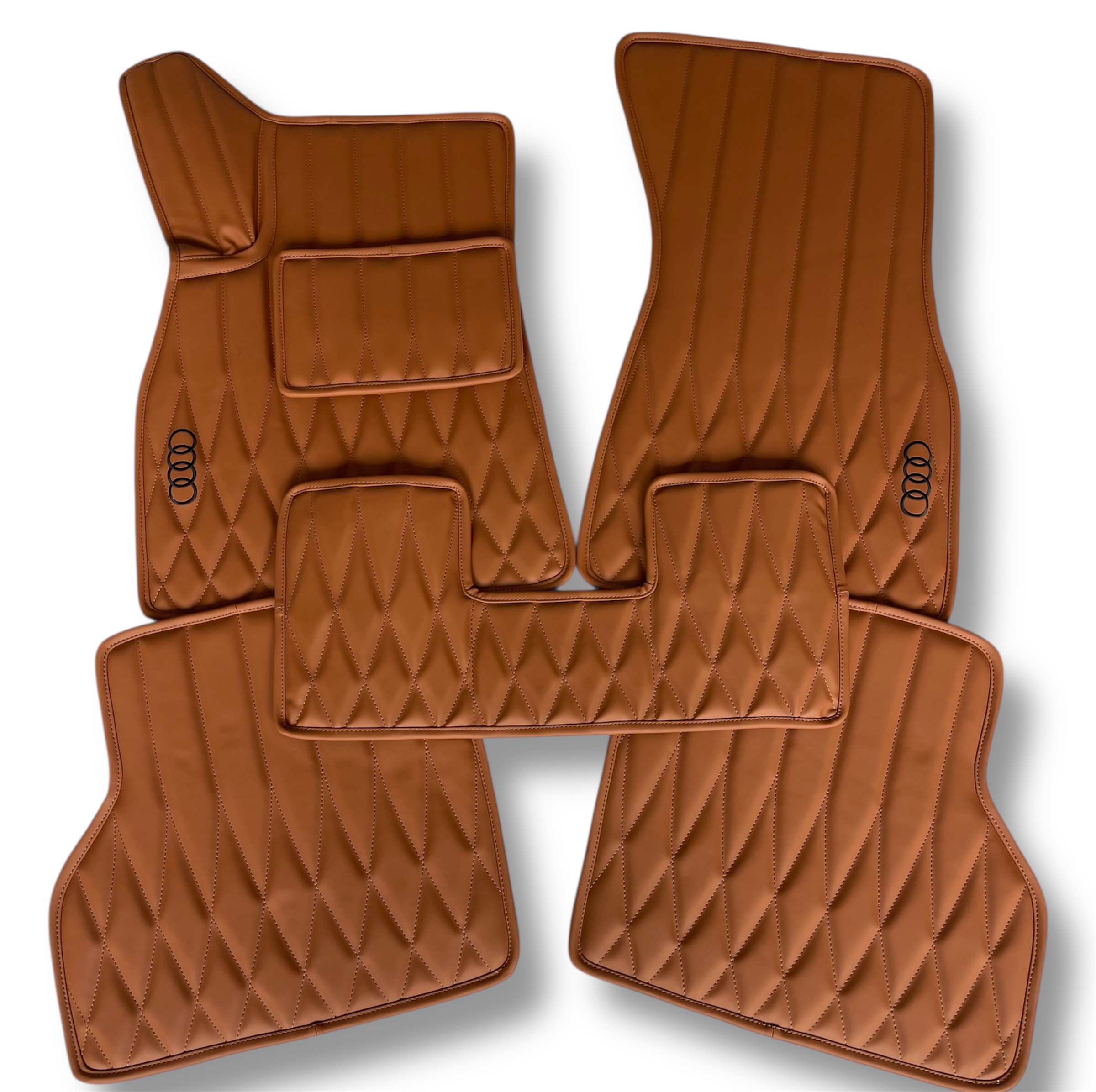 Килимки з екошкіри у дизайні Ромб з продовженням для Audi, BMW, Mecedes, Porshe, Toyota, VW, Skoda, Lexus etc.