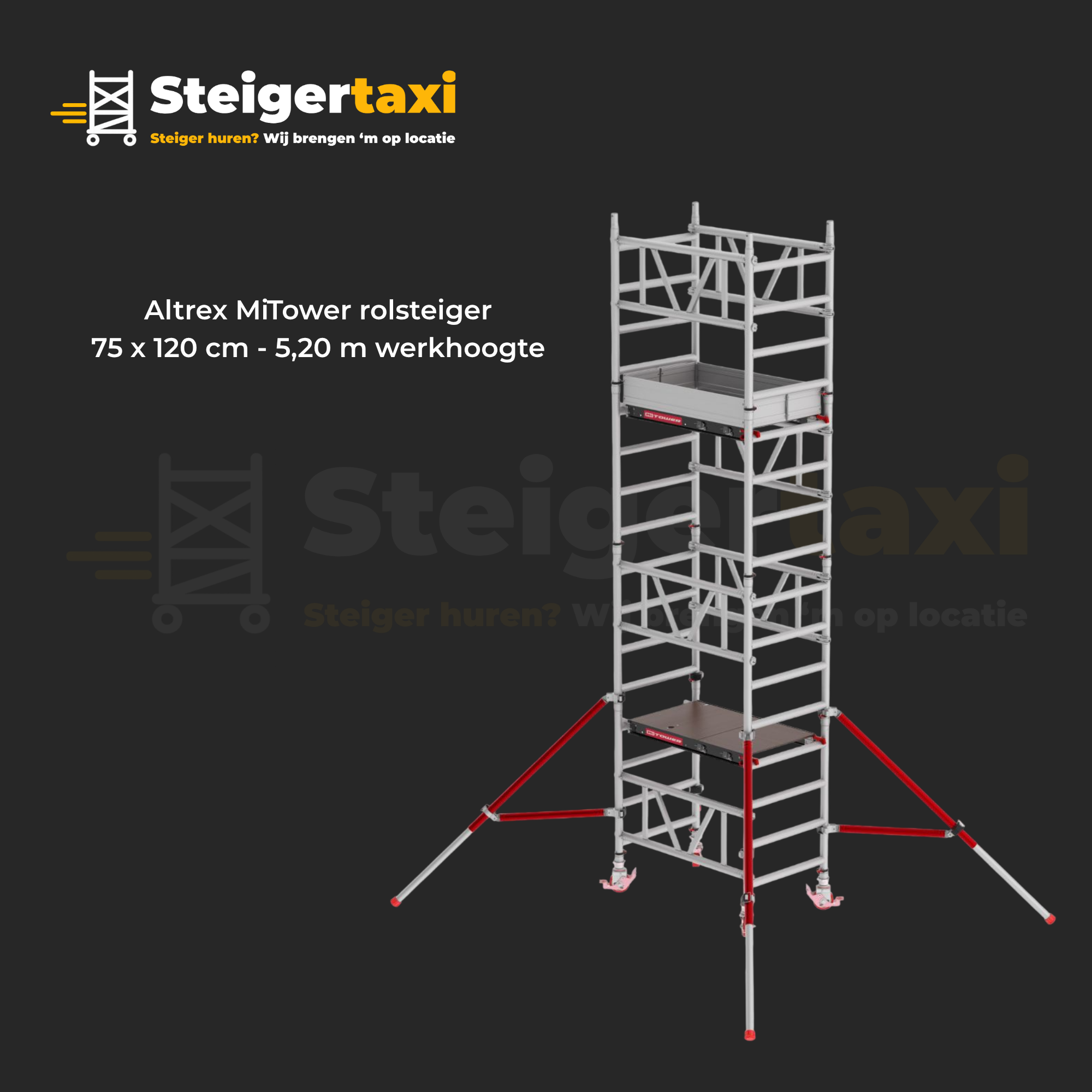 Altrex MiTower rolsteiger huren 75 x 120 cm - 5,20 m werkhoogte