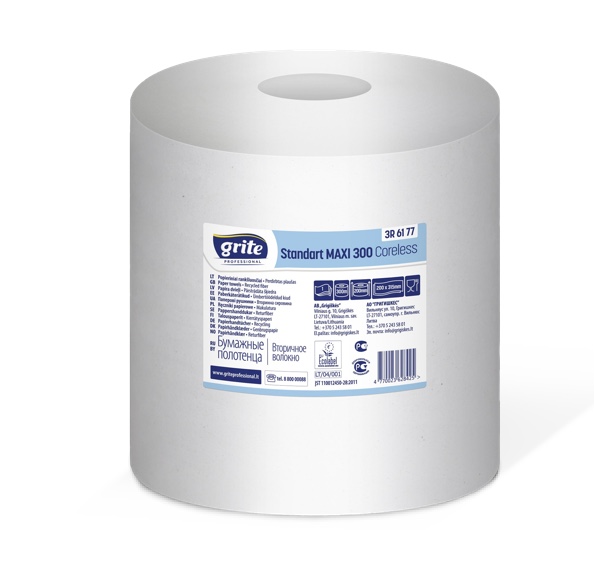 Рушники паперові Grite Standart MAXI 300 coreless, sorted recycled fiber, 200х200, 952 л., 300 м.,20