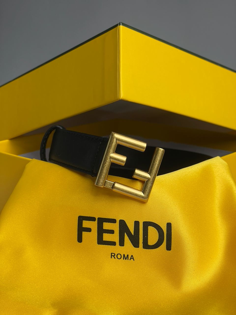 Fendi Black/Gold Leather Belt