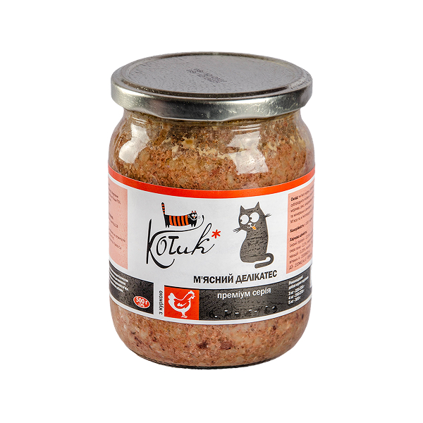 Консерви КОТиК д/котів м'ясні делікатеси з куркою 500г