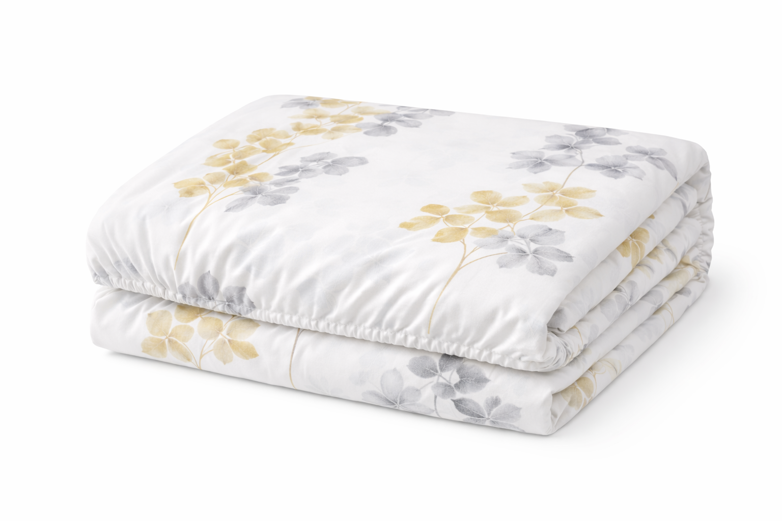 Простирадло на гумці ранфорс принт "Жовті, сірі квіти на білому"