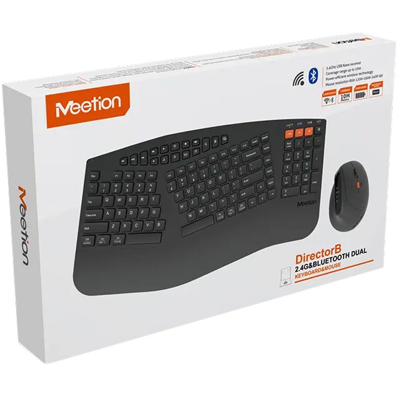 Комплект Meetion DirectorB2 Ergonomic (бездротові клавіатура + миша) Black