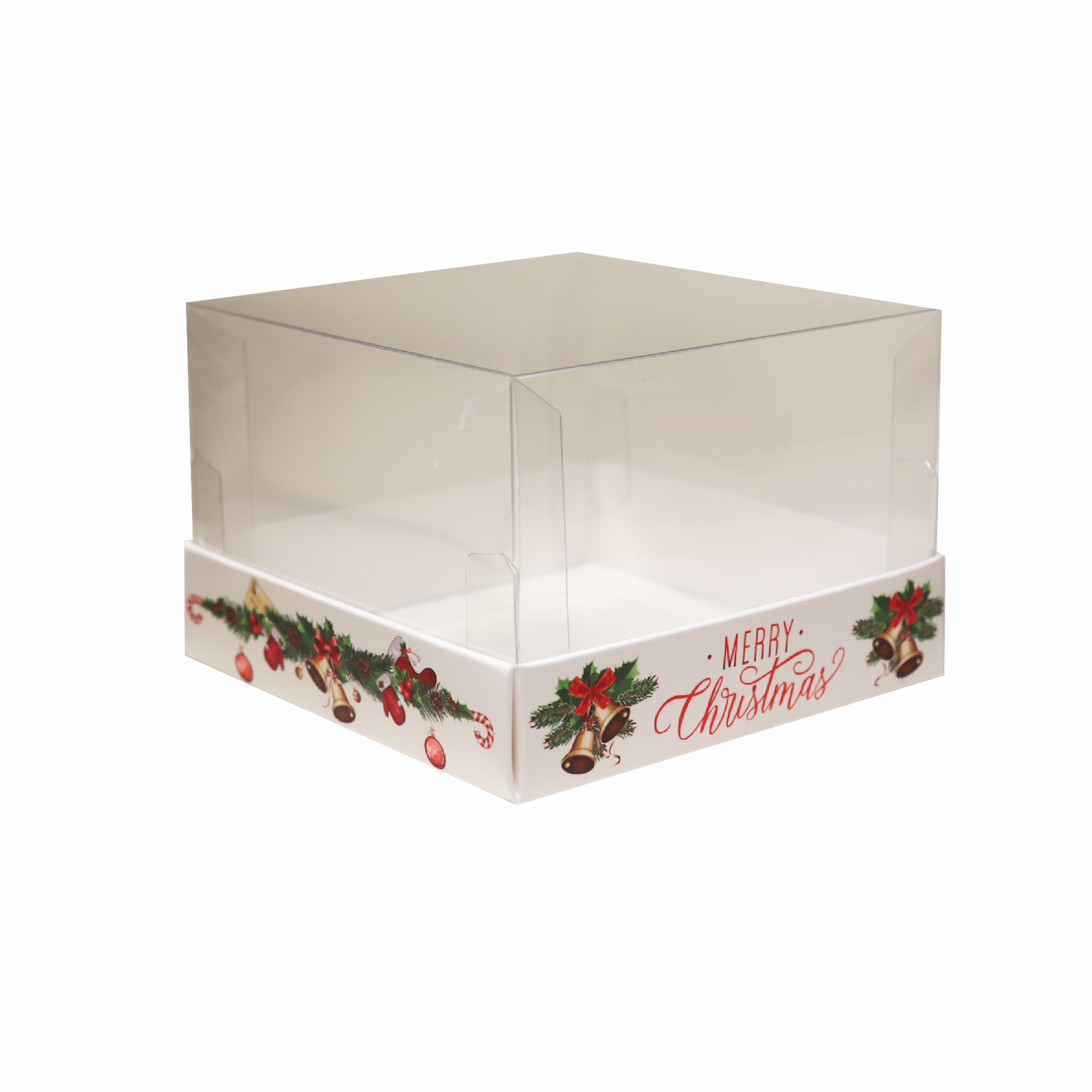 Квадратна коробка для тістечок з пластиковою кришкою 10х10х7 см