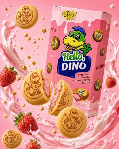 Крекер з полуничною начинкою "Hello Dino" 50г
