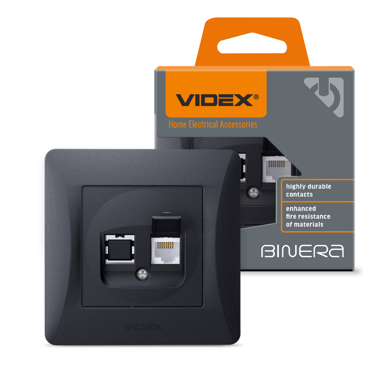 Розетка комп’ютерна CAT6 одинарна VIDEX BINERA