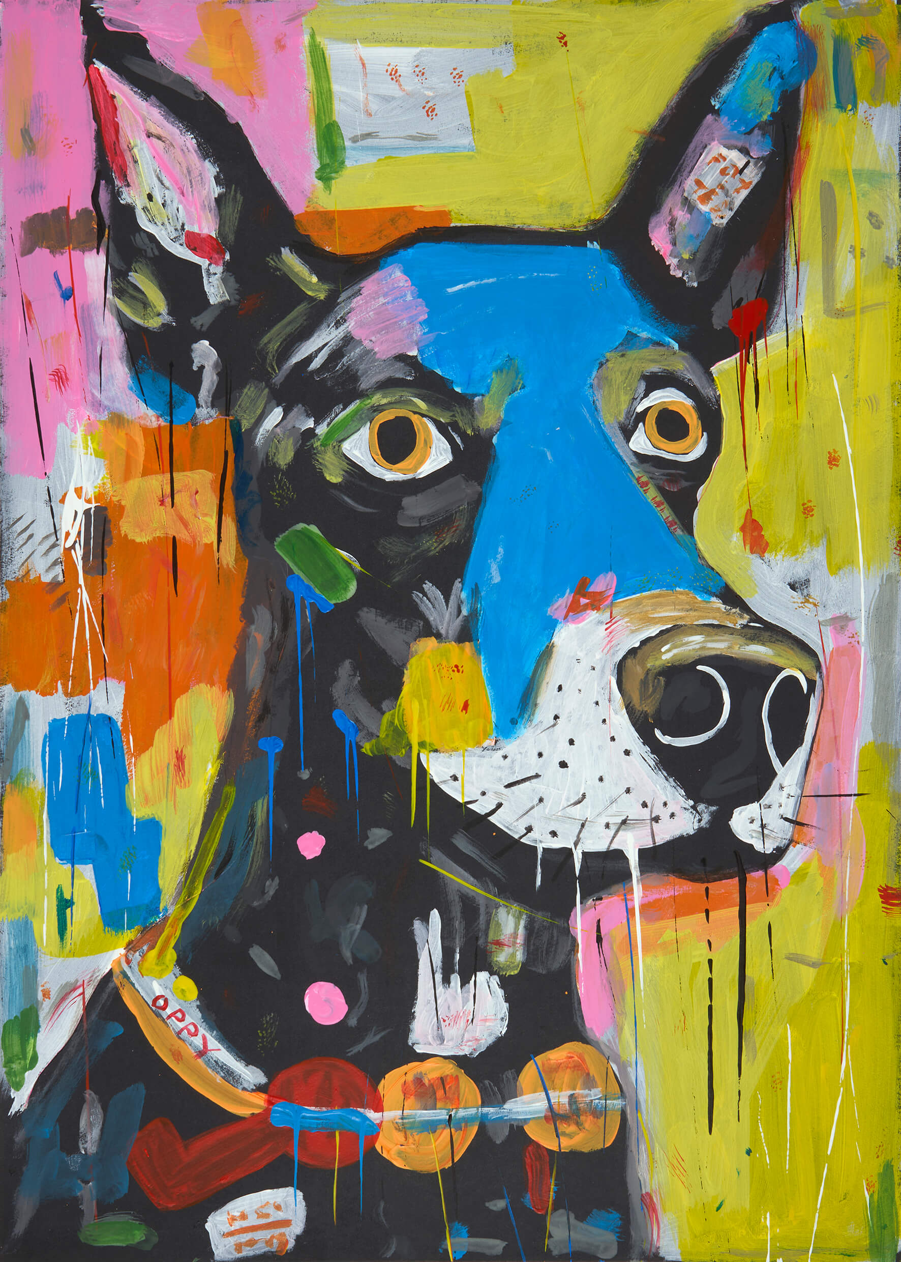 Basquiat's Dog IV, 42x30 cm original acrylic painting on paper