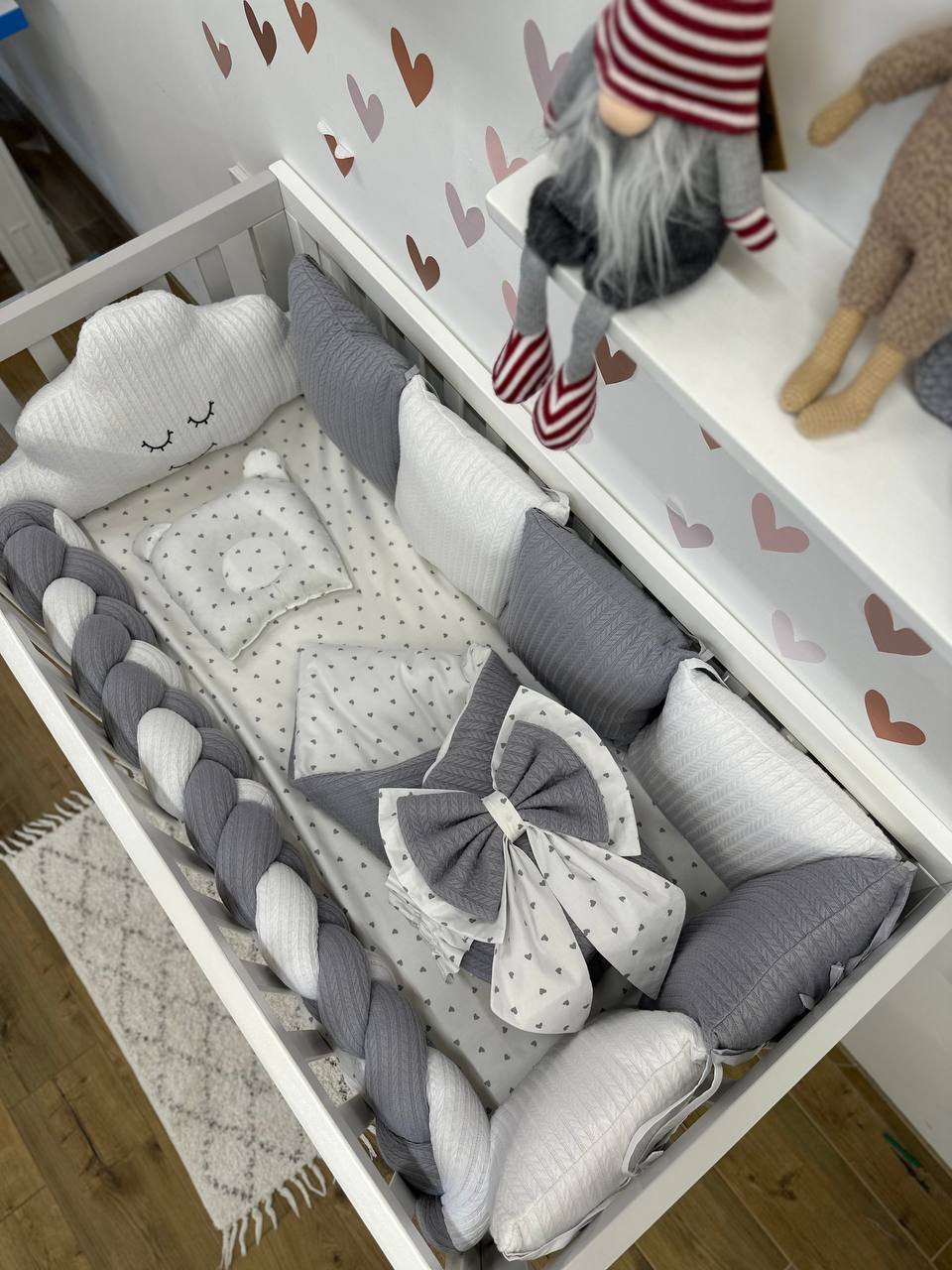 В ліжечко набір Babys «Хмаринка» сірий-білий