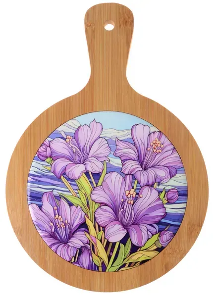 Дошка обробна Limited Edition IRIS / підставка під гаряче/ з бамбук. ручкою 19х27 см