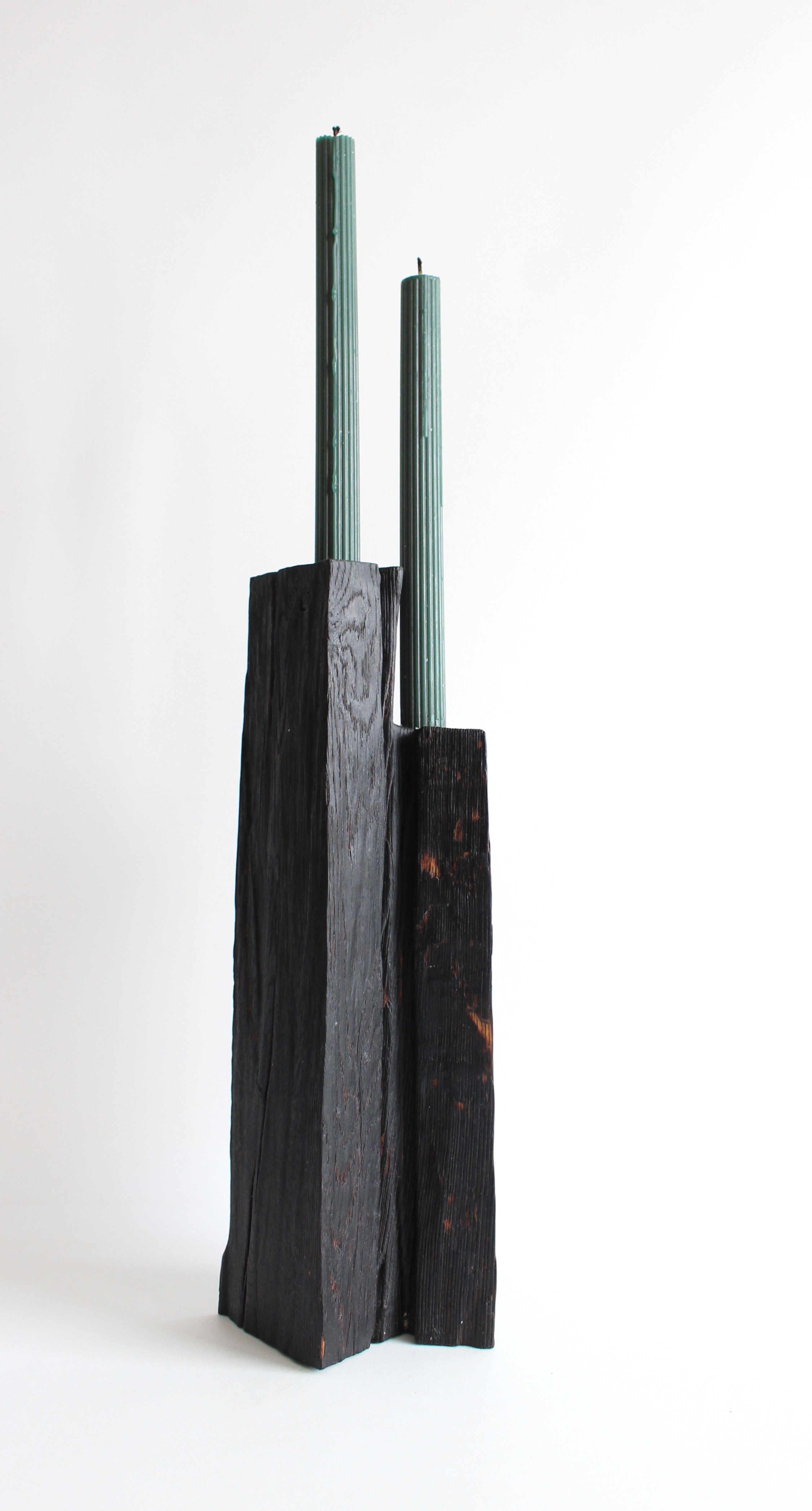Decorative oak candlestick handmade, diameter 11 cm, height 36 cm