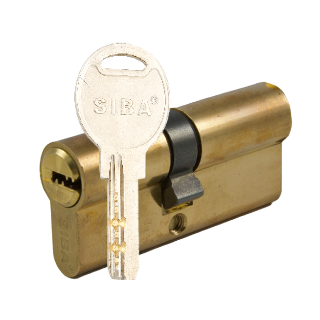 Циліндр дверний SIBA B ключ-ключ 90 мм жовтий/сатин