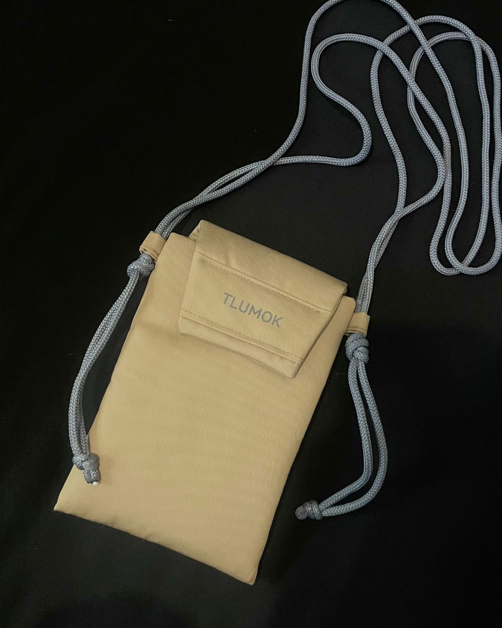 Phone bag мокко з сірим  шнуром