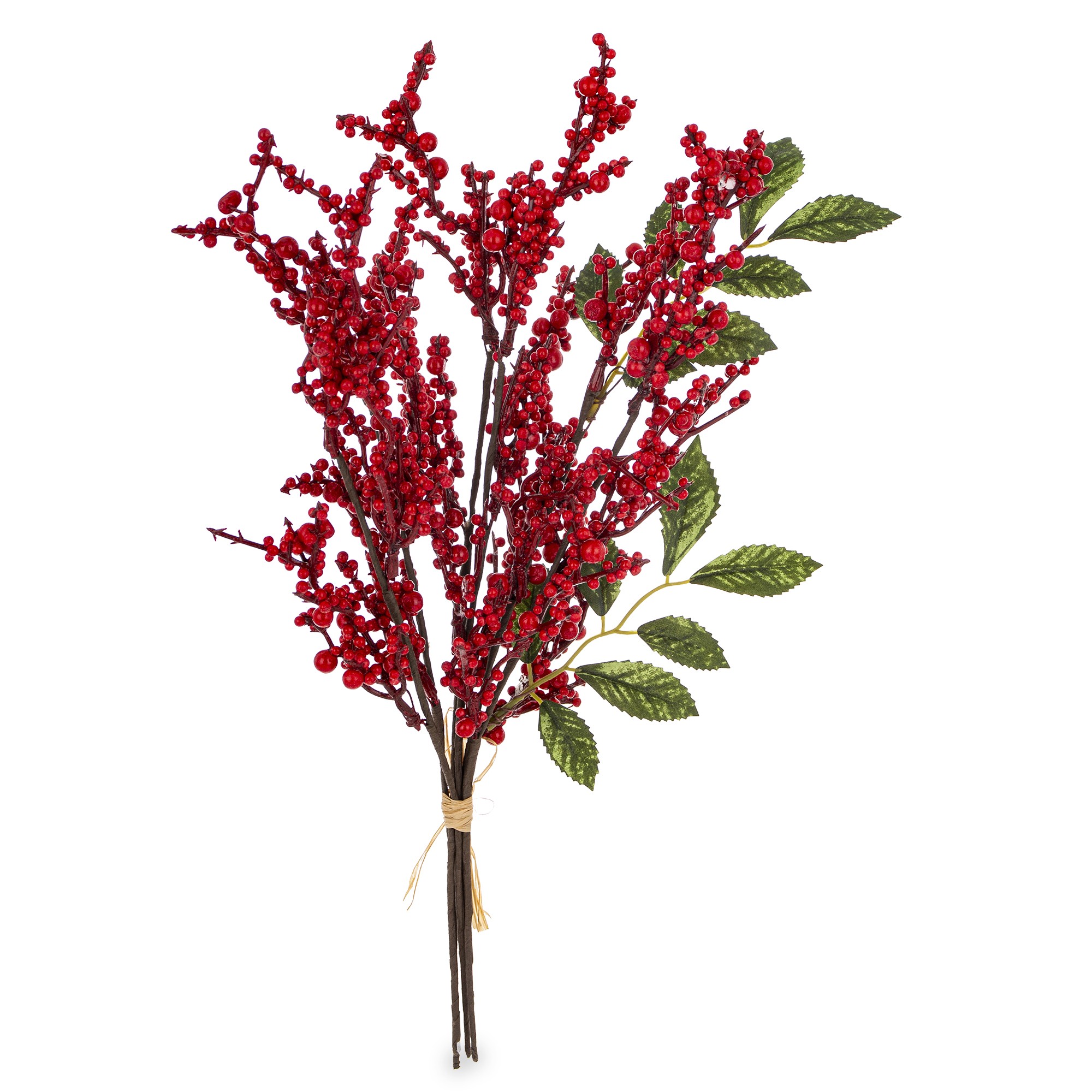 Декоративна новорічна гілочка червона 38×25×11 см