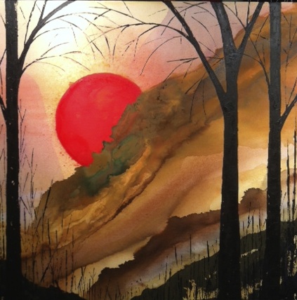 Abstract Sun - Original Acrylic Painting 