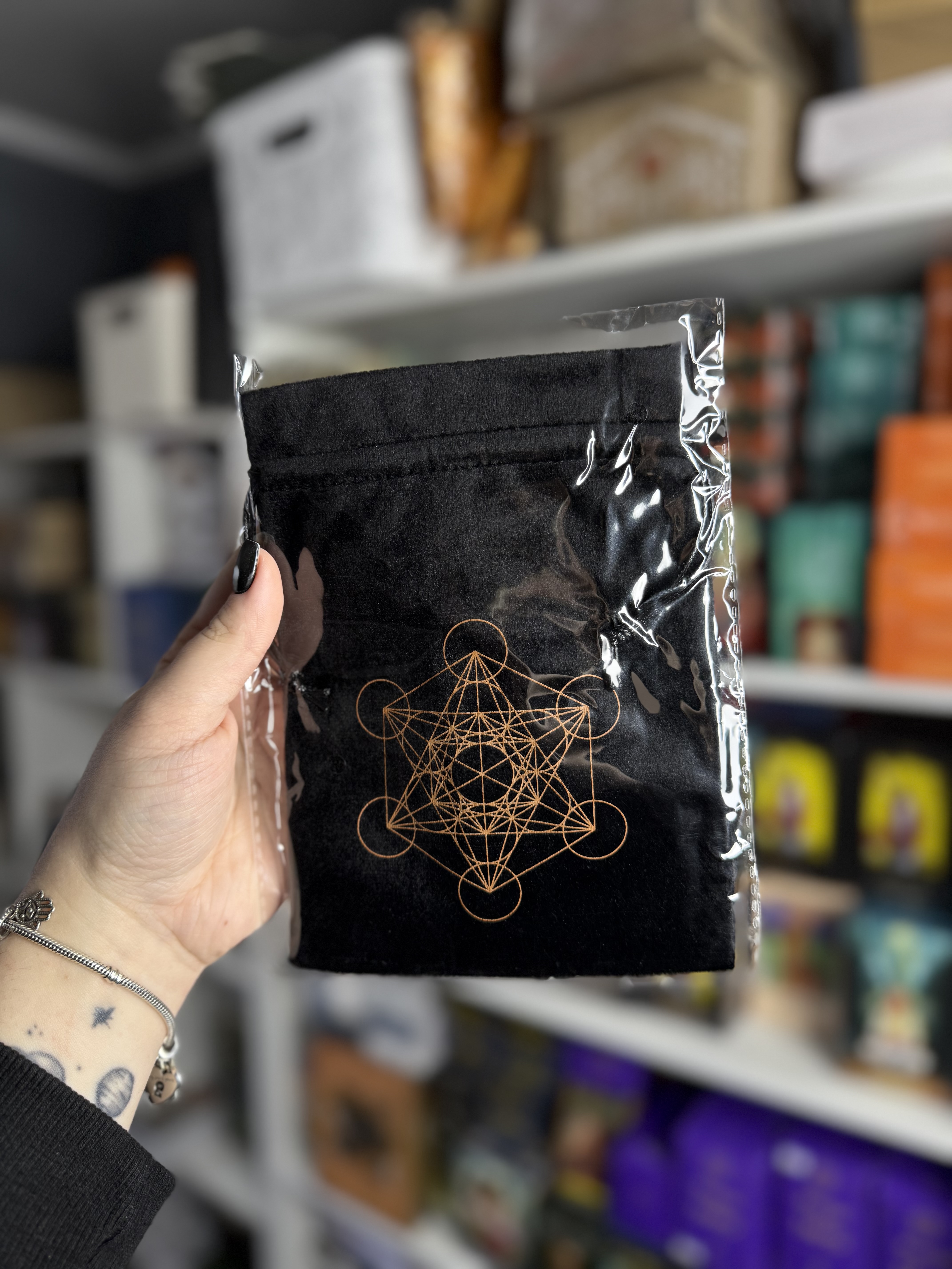 Оксамитовий мішечок для карт Таро "Метатрон чорний"