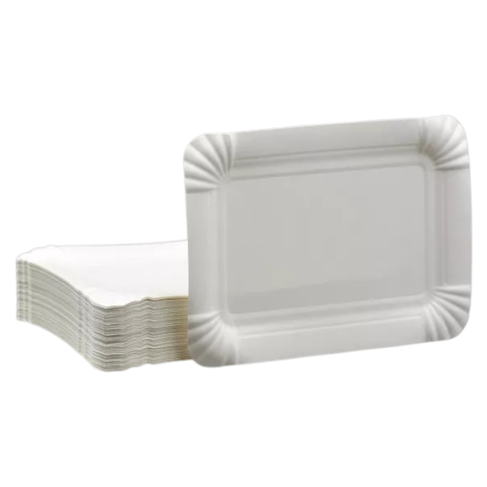 Тарілка прямокутна з ламінацією біла 120*170 мм, упаковка 100шт, 014500013