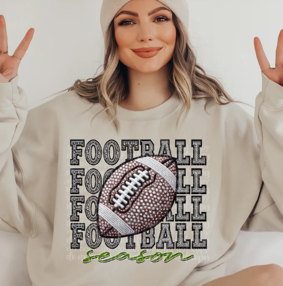 Football Faux Rhinestones Sweatshirt