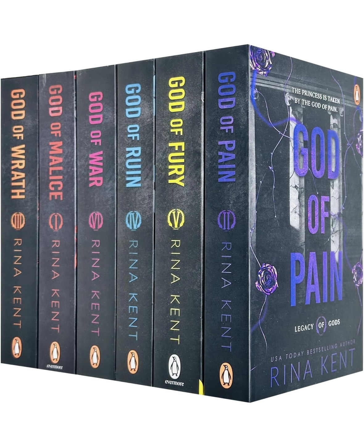 Legacy of Gods Series 6 Books Collection Set By Rina Kent (God of Pain, God of Fury, God of Ruin, God of War, God of Malice & God of Wrath)