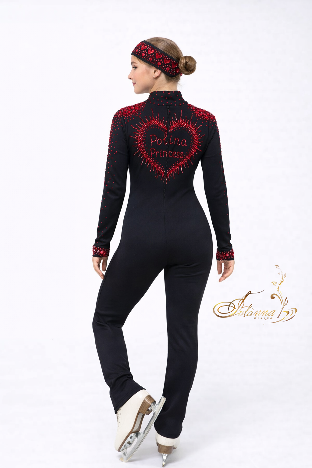 Training jumpsuit for ice skating  Figure skating training wear  Ice skating costume for tarining Heart Ice Skating Training Set