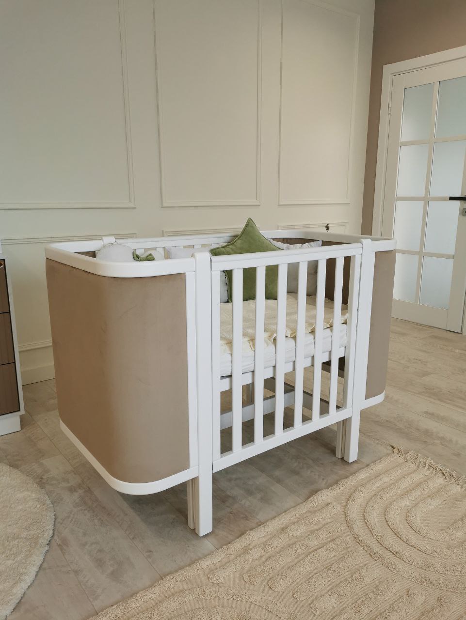 Дитяче ліжечко Angelo Luna без гудзиків, айворі-мокко