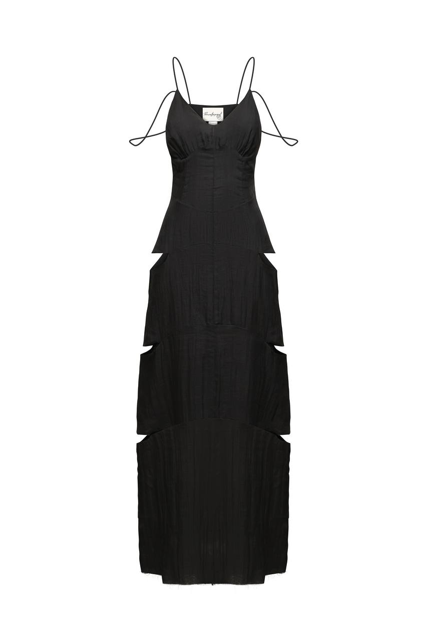  Cotton Dress with Side Cut-Outs