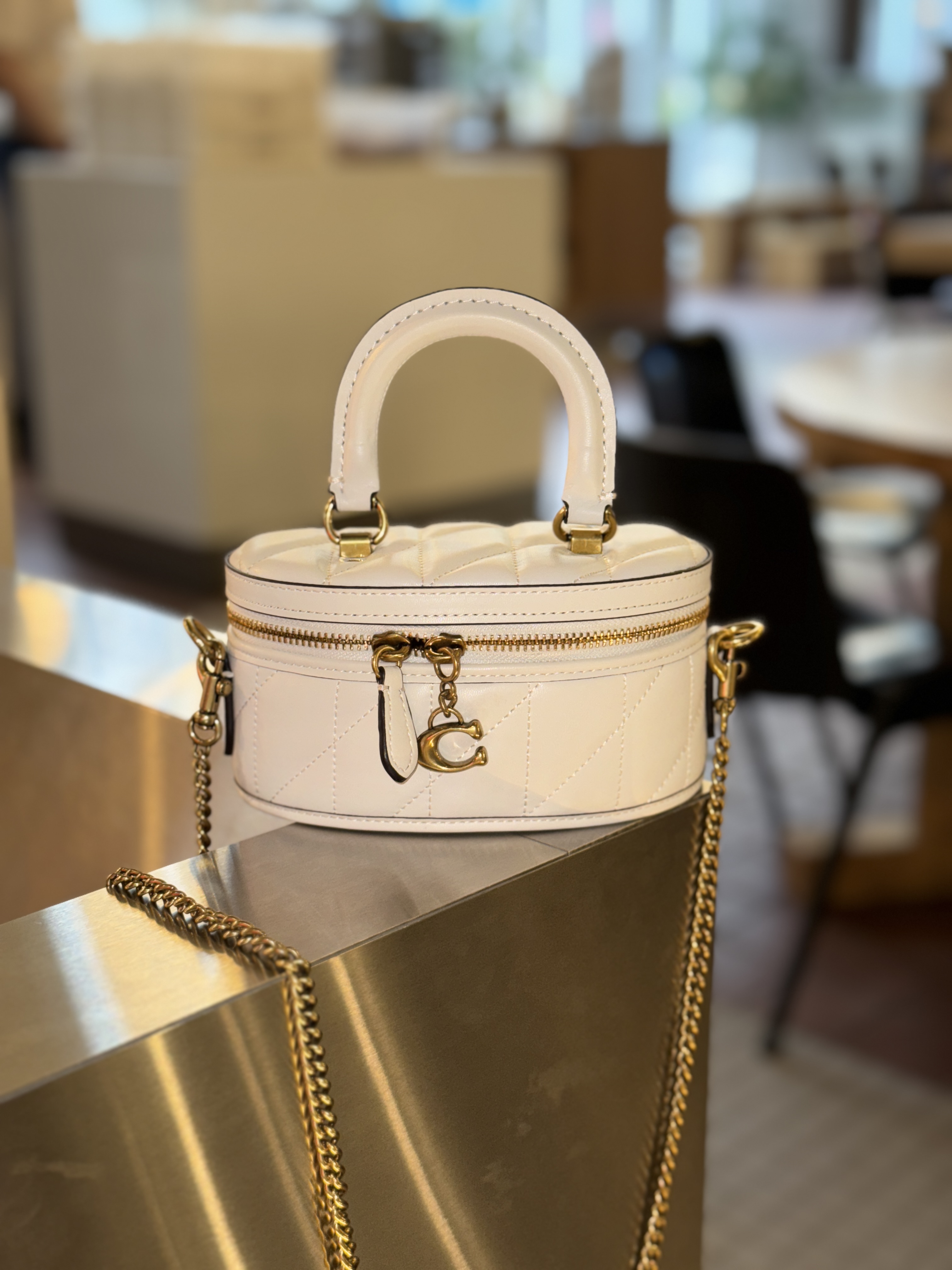 Coach Trail Crossbody 17 With Pillow Quilting White/Gold