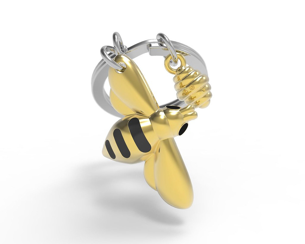 Брелок Metalmorphose Bee & Honey – стильний металевий аксесуар із бджолою та медом для ключів і сумок