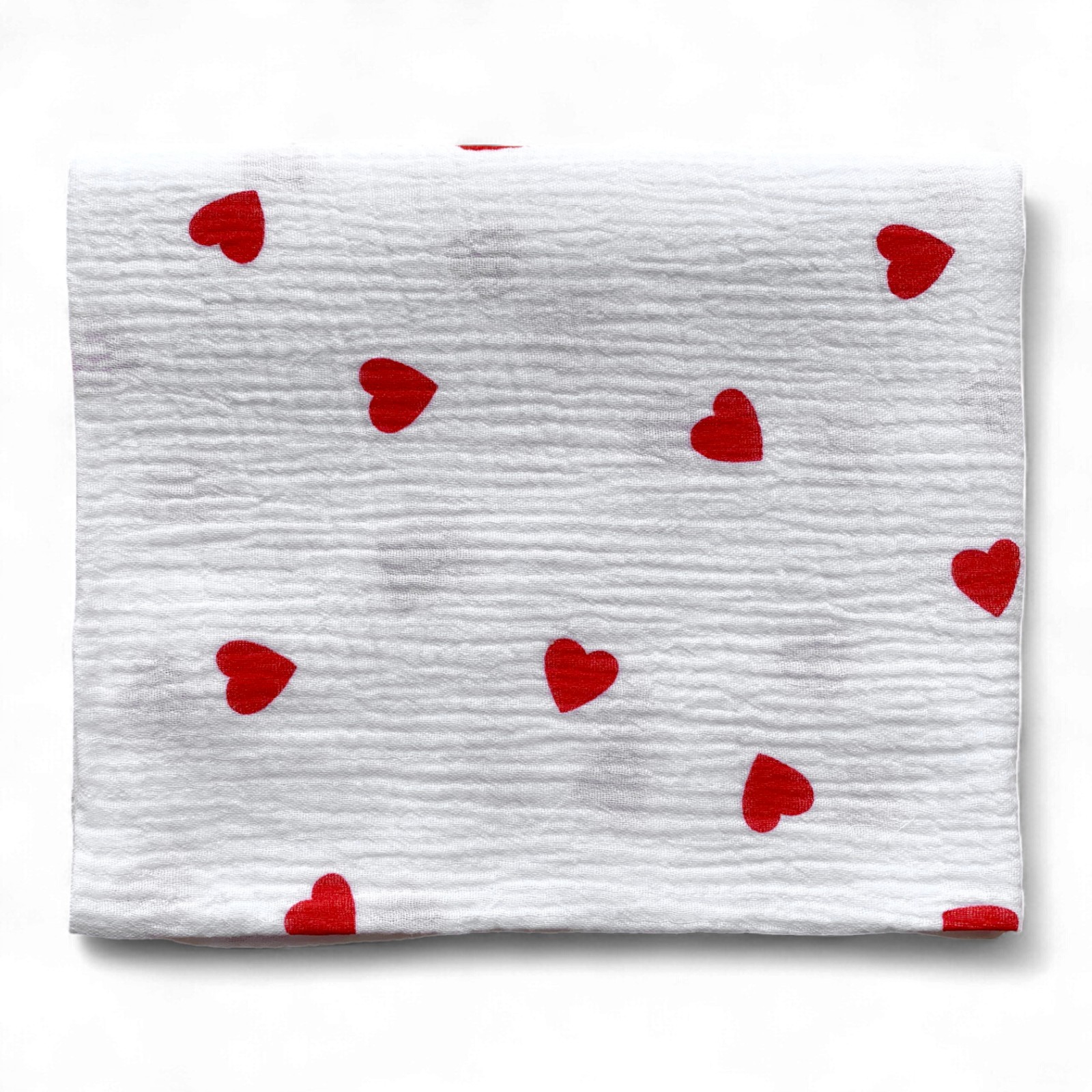 Пелюшка муслінова 90 х 80 см Сердечки червоні