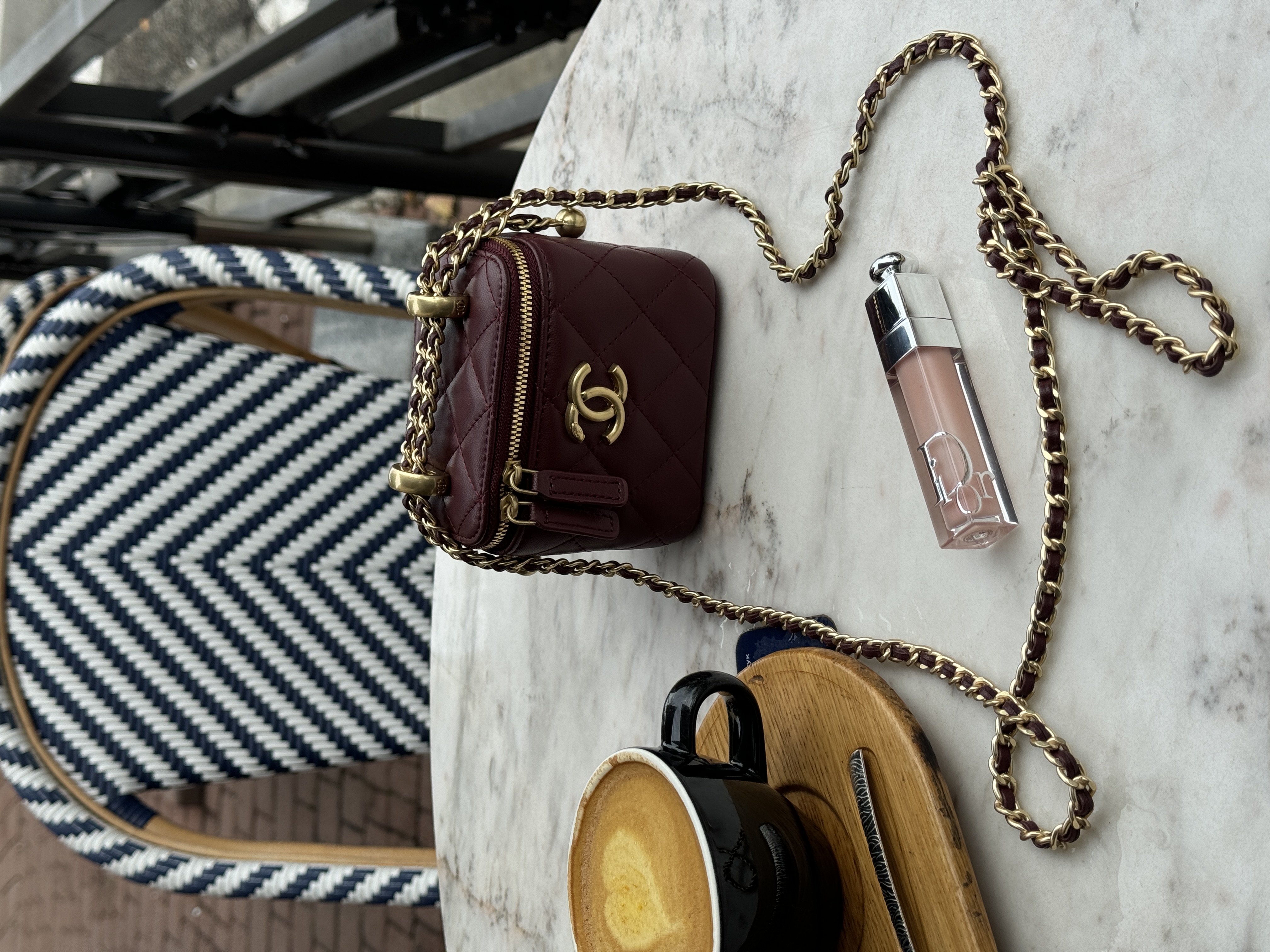 Chanel Classic Burgundy Lambskin Pearl Crush Mini Vanity Case