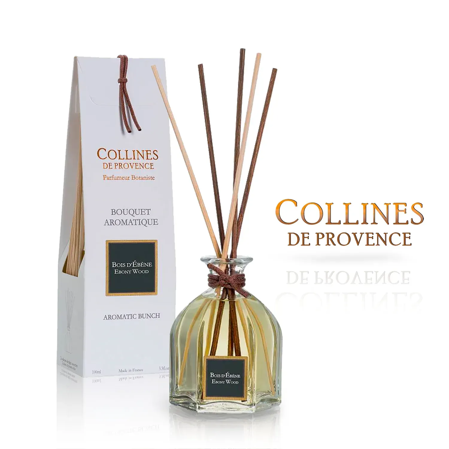 Аромадифузор Collines de Provence Чорне дерево 100 мл — деревний аромат елегантності