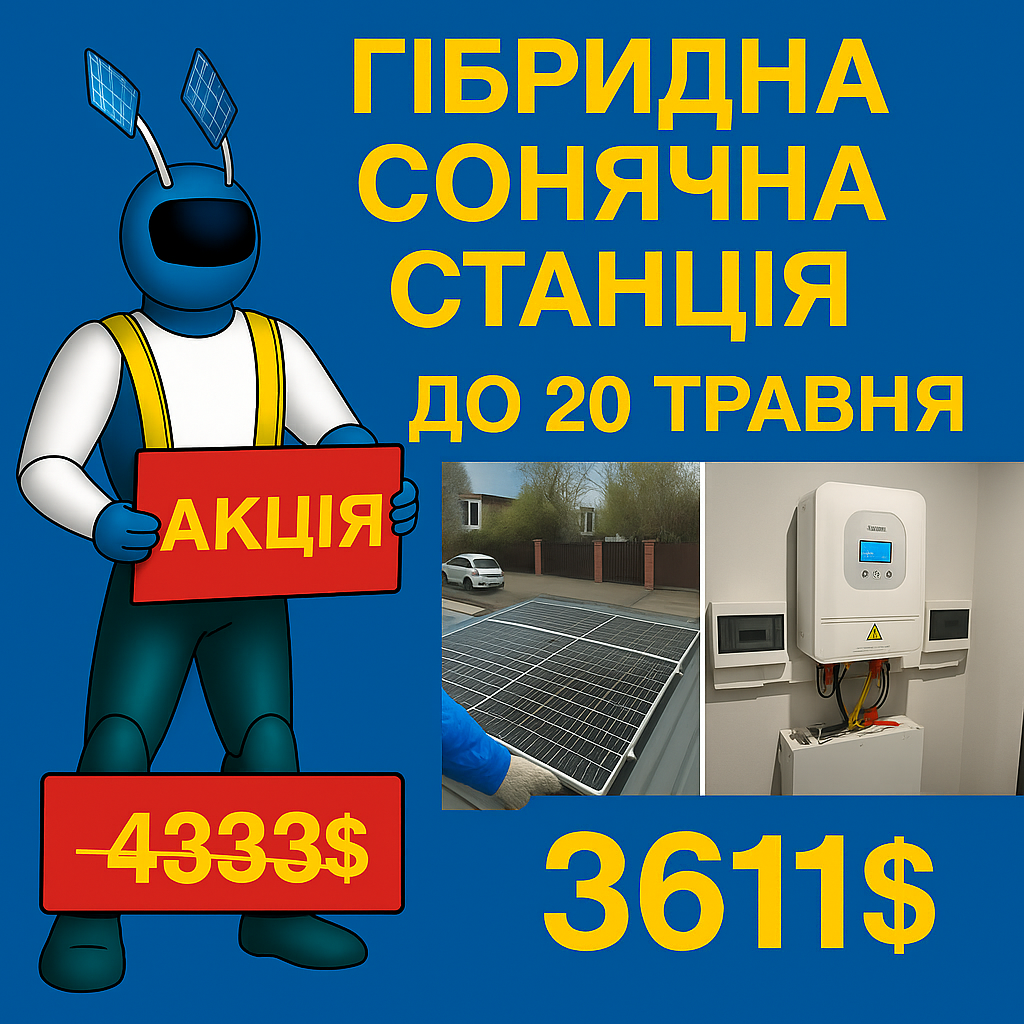 Гібридна сонячна електростанція на 6 кВт