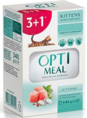 Оптіміл Акція Набір паучі  для кошенят з куркою  (3+1)