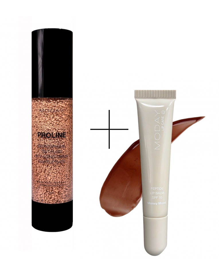 Мікросферичний тінт-флюїд для макіяжу MODAY Microsphere Tint-fluid на основі аргініну та екстракту гіркого апельсину № 035, темний бежевий. 50 ml +🎁- Бальзам для губ MODAY Money Mood Peptides Lips на основі пептидних комплексів Maxi-Lip та VOLUFOR