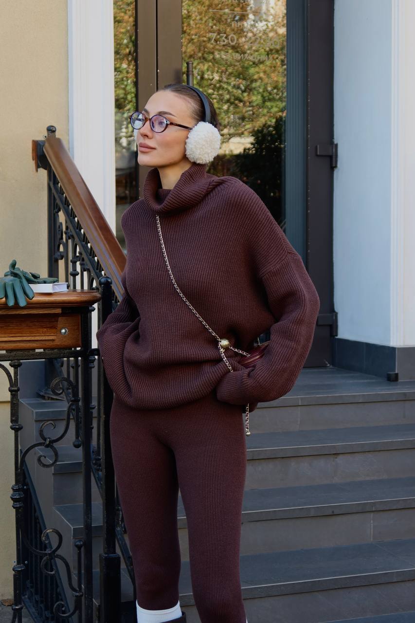 Светр теплий оверсайз плотної вязки "Кірстен" - Шоколад IWOMAN