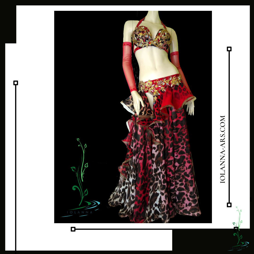 Red leo belly dance costume