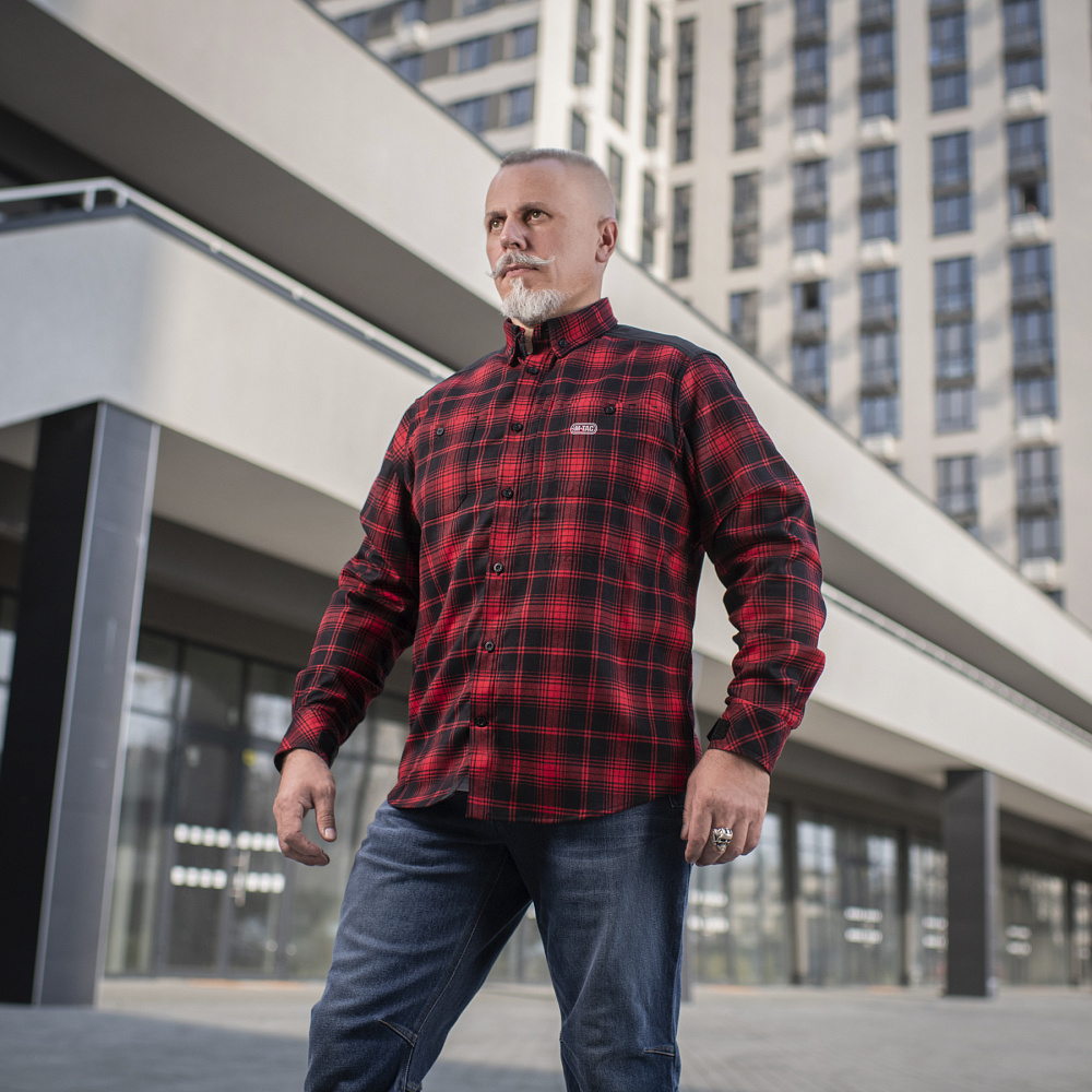 Універсальна тактична клітчаста сорочка "M-Tac Redneck Shirt Red/Black" від українського бренду "M-TAC".