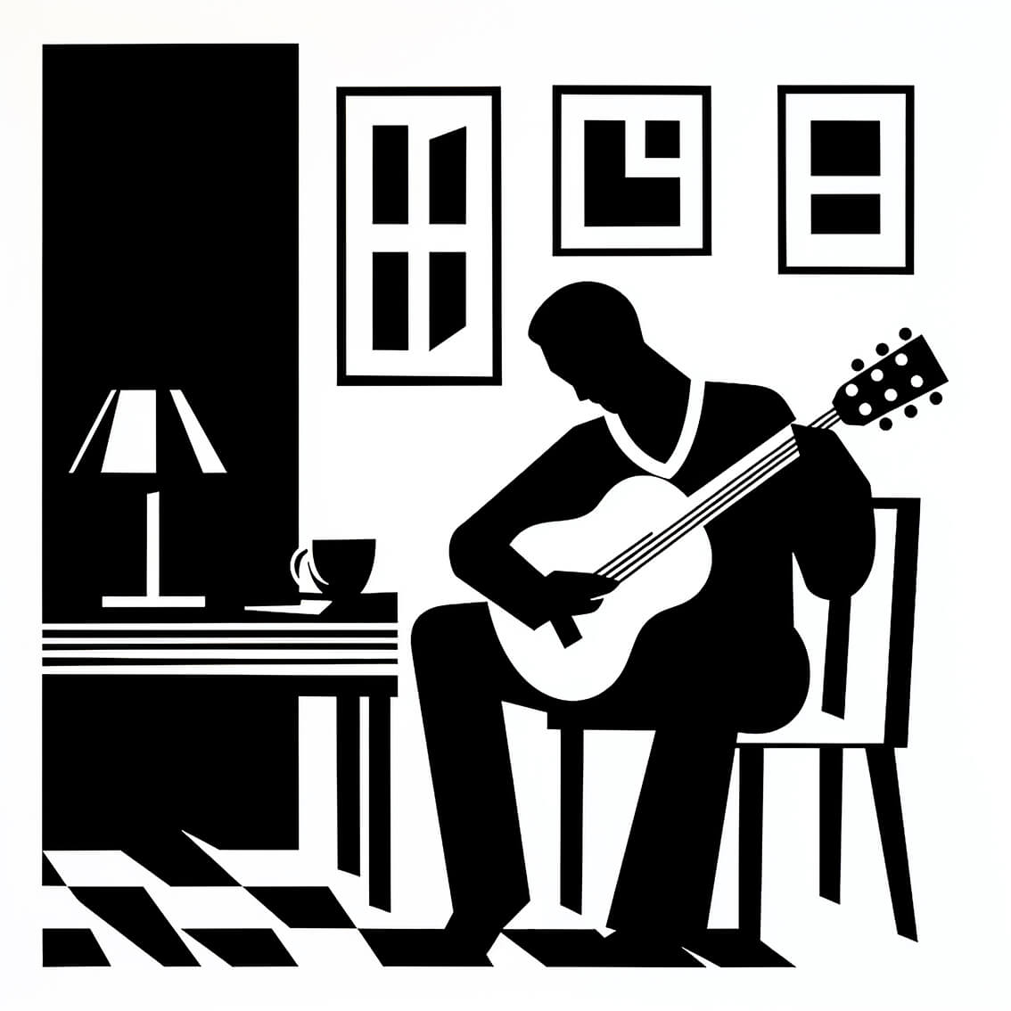 Guitarist II, 30x30 cm, original acrylic painting on paper