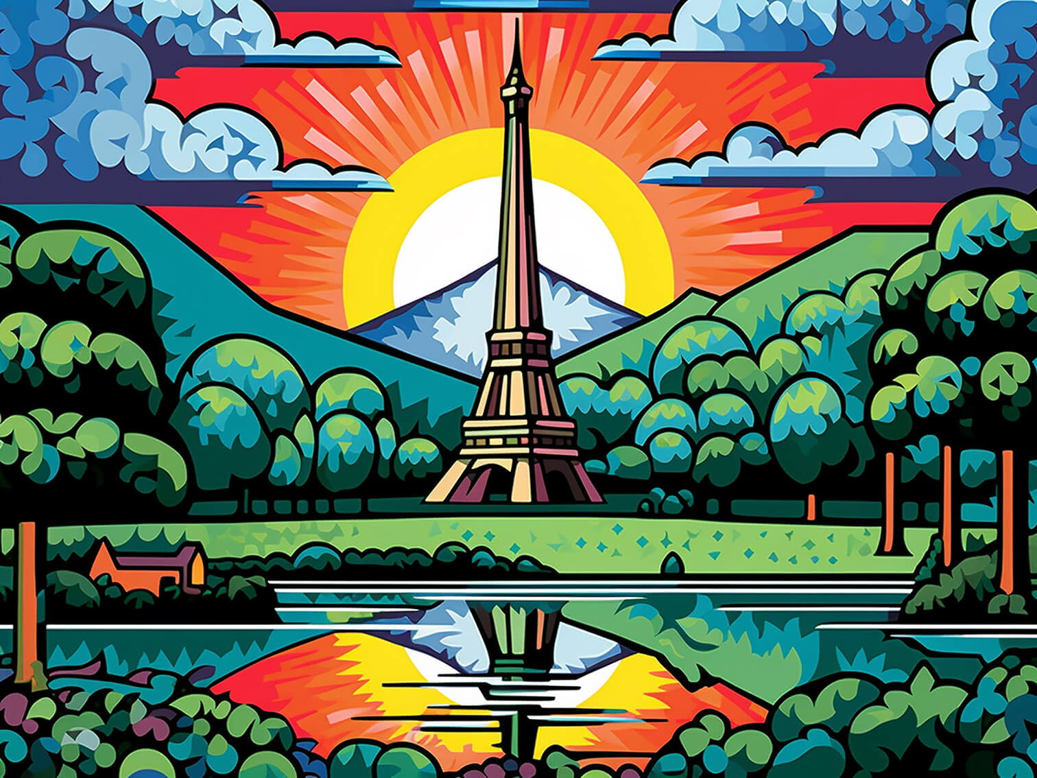 Eiffel Tower, 60x80 cm, original acrylic painting on canvas