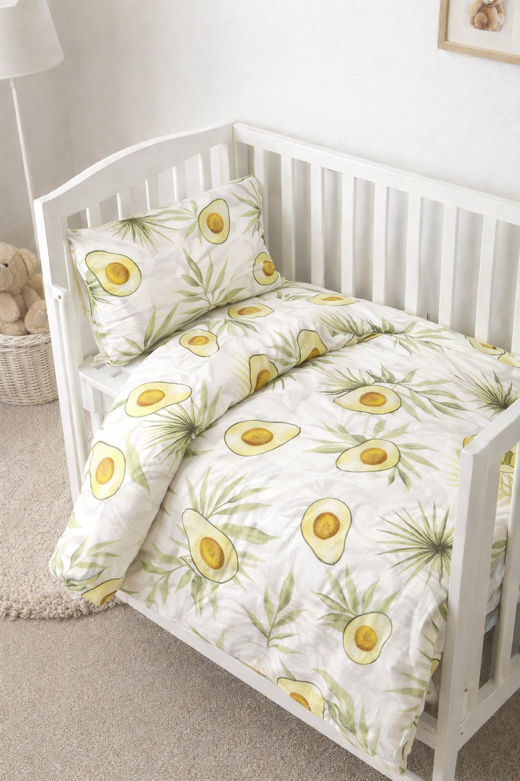 Постільна білизна  в ліжечко  ранфорс принт "Авокадо"