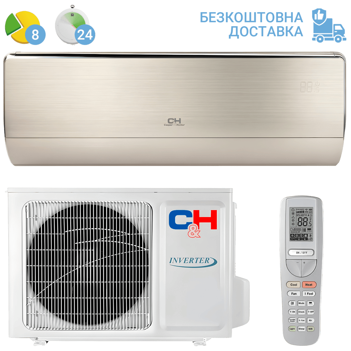 Кондиціонер Cooper&Hunter CH-S12FTXHV-B-NG (з установкою: +3000 грн)