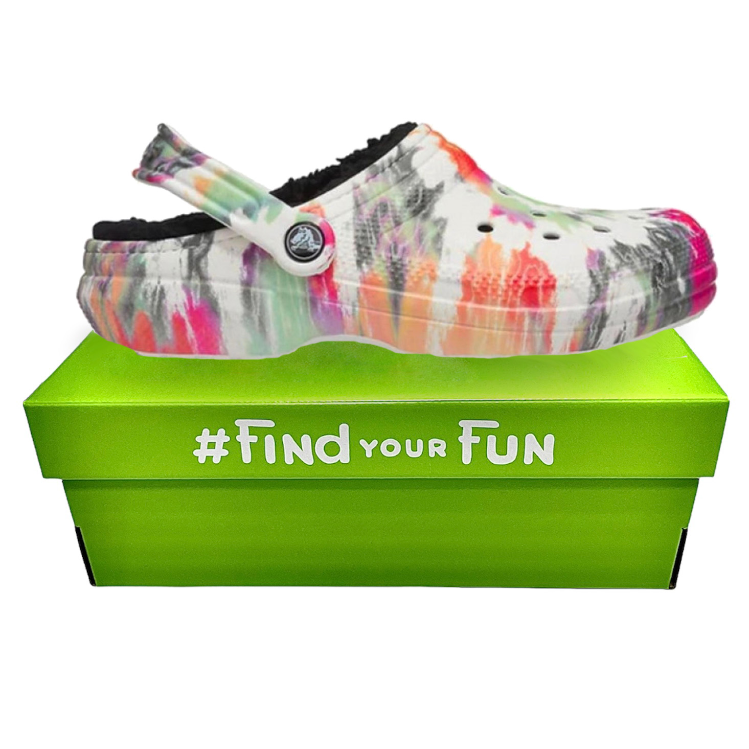 Crocs Classic Lined Tie Dye Сабо Крокси чоловічі / жіночі утеплені мультиколір / чорні