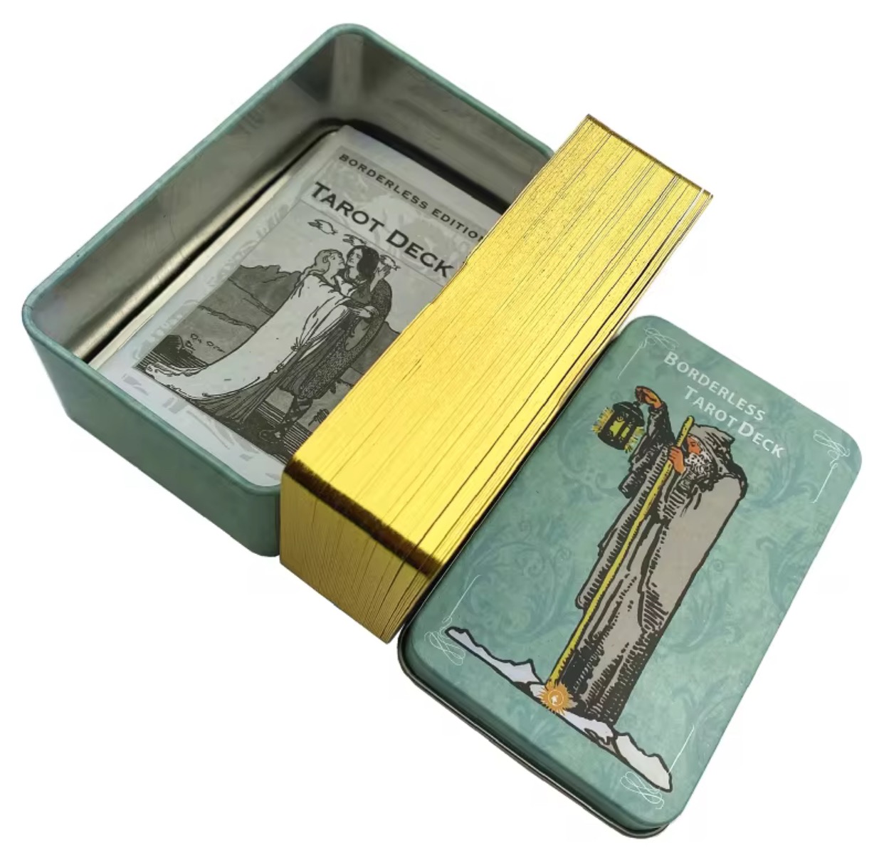 tarot deck в металевій коробці з кольоровим зрізом