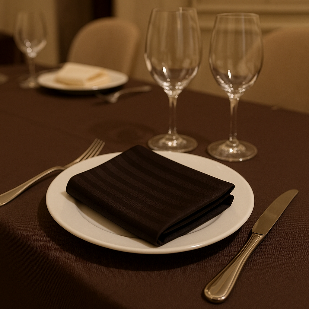 Серветки на стіл із страйп сатіну "Чорний шоколад"