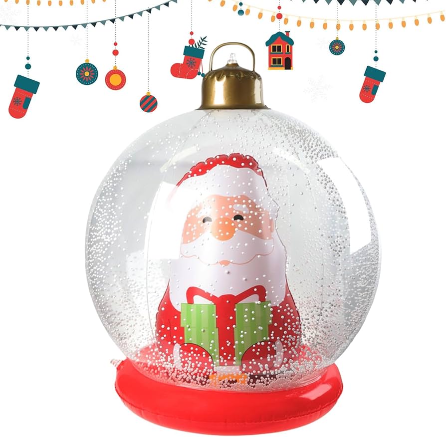Це надувна прозора різдвяна куля зі Сантою в центрі, святковий декор