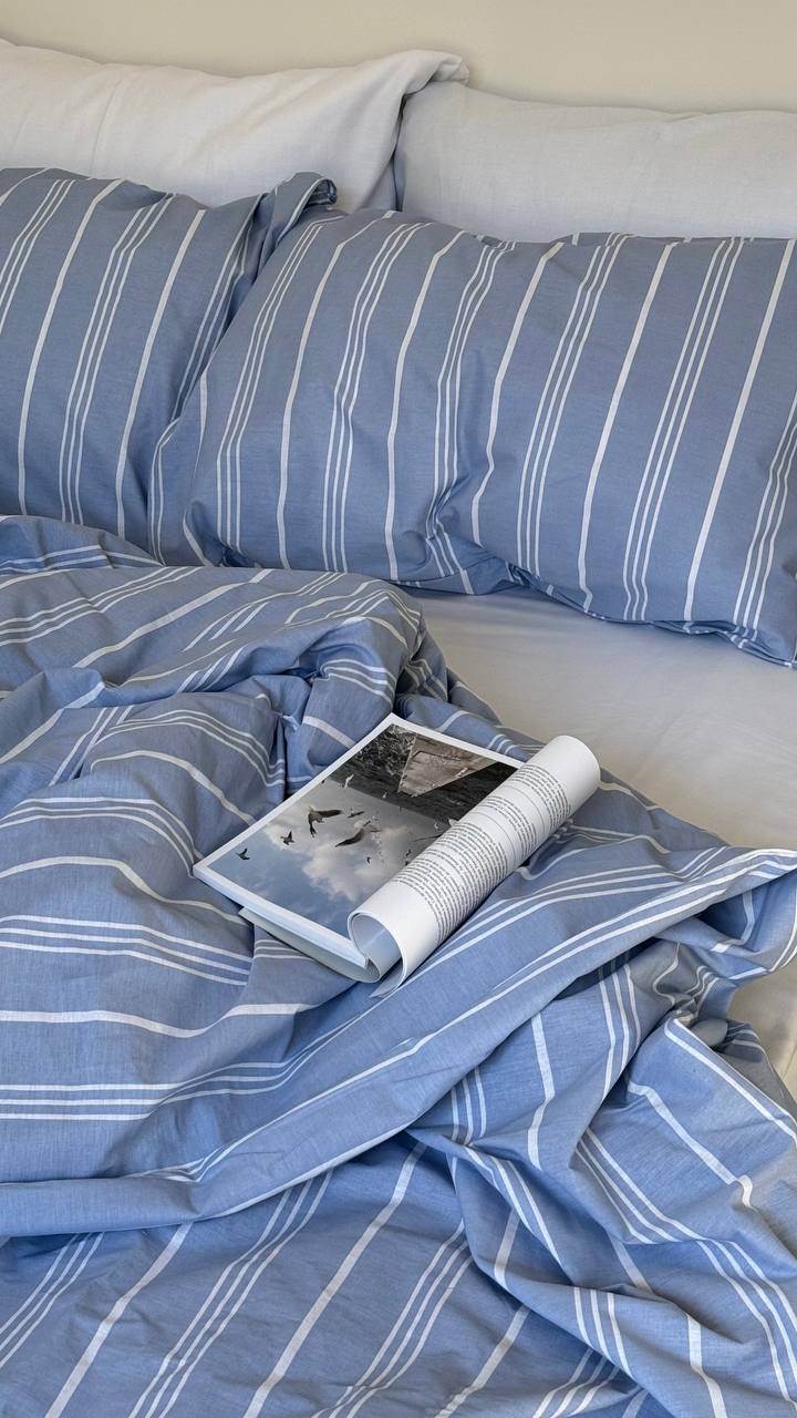 Комплект постільної білизни Ранфорс блакитна смужка