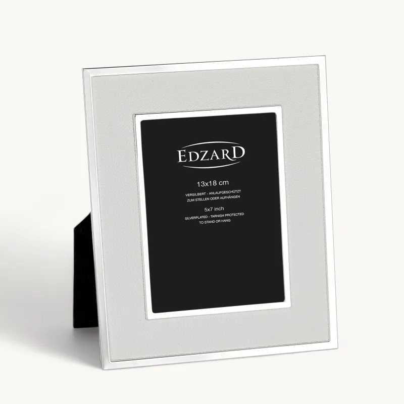 Рамка для картин Edzard Alvito 13×18 см, імітація білої шкіри, посріблена, стійка до тьмяніння